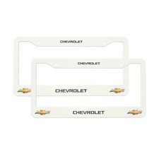 Chevrolet 2 Pack Stainless Steel Rust-proof License Plate Frame Holder White Chevrolet 2 Pack Stainless Steel Rust-proof License Plate Frame Holder White