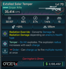 Borderlands 4 OP⭐EXTOLLED SOLAR TEMPER SNIPER⭐RADIATION OVERRIDE