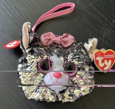 TY Beanie Babies Boos Flippables Kiki the Cat 9" Fashion Sequin Purse EUC