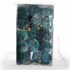 Green Velvet Glitter Striped Round Christmas Ball Ornaments, Decorative Set