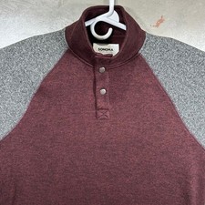 Sonoma Goods For Life Mens LT Burgundy Grey Snap Neck Fleece Pullover Super Soft