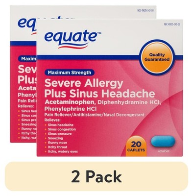 Maximum Strength Severe Allergy plus Sinus Headache Caplets, 20 Count