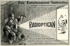 1913 Original Radioptican Projector Ad. Photos, Postcards, Etc. 3-6 Ft. Diameter