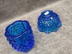 Fenton blue hobnail vintage glass fairy lamp ~ AS-IS tiny chip ~ read and look ~ — photo 7