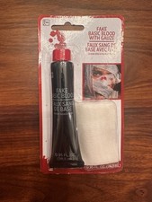 Fake Blood with Gauze - Stage Theater Costume Halloween .95fl Oz - Brand New