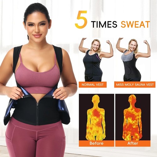 Women Waist Trainer Sauna Sweat Vest Workout Tummy Control Shaper Sauna Suits - Picture 4 of 11
