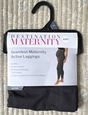 NEW Destination Maternity Ankle Leggings Women XXXL Black Seamless 7/8 Inseam