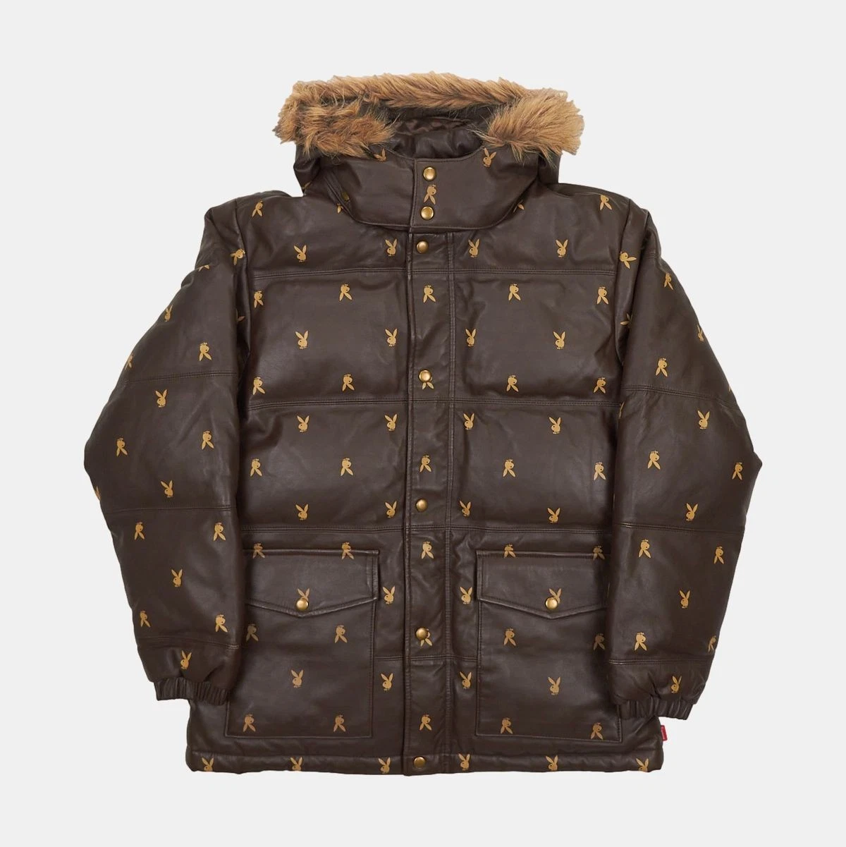 Veste bouffante en cuir marron Supreme Playboy / Taille L / mi longue / Homme / B...