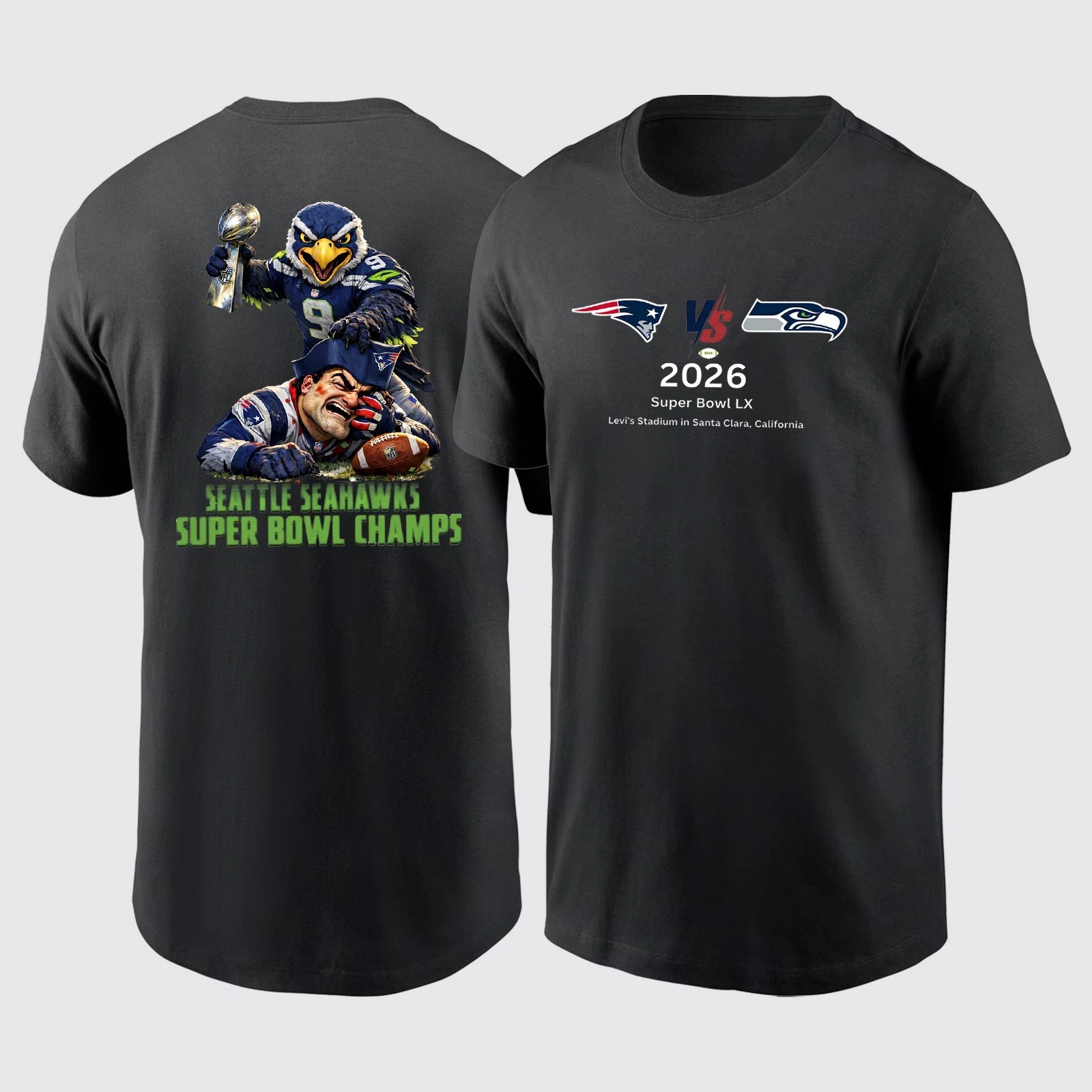 Super B.owl Champions 2025 Seahawkss 2 sided TShirt - Size S to 5XL
