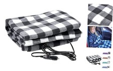 Heated Blanket - 12-Volt Electric Blanket for Car, Truck, Black/White Plaid