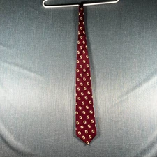 NEO Bill Blass Men's Tie One Size Burgundy Geometric Formal 90s style 100% Silk