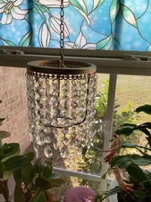 Hanging Chandelier glass Crystal prisms Candle tea light