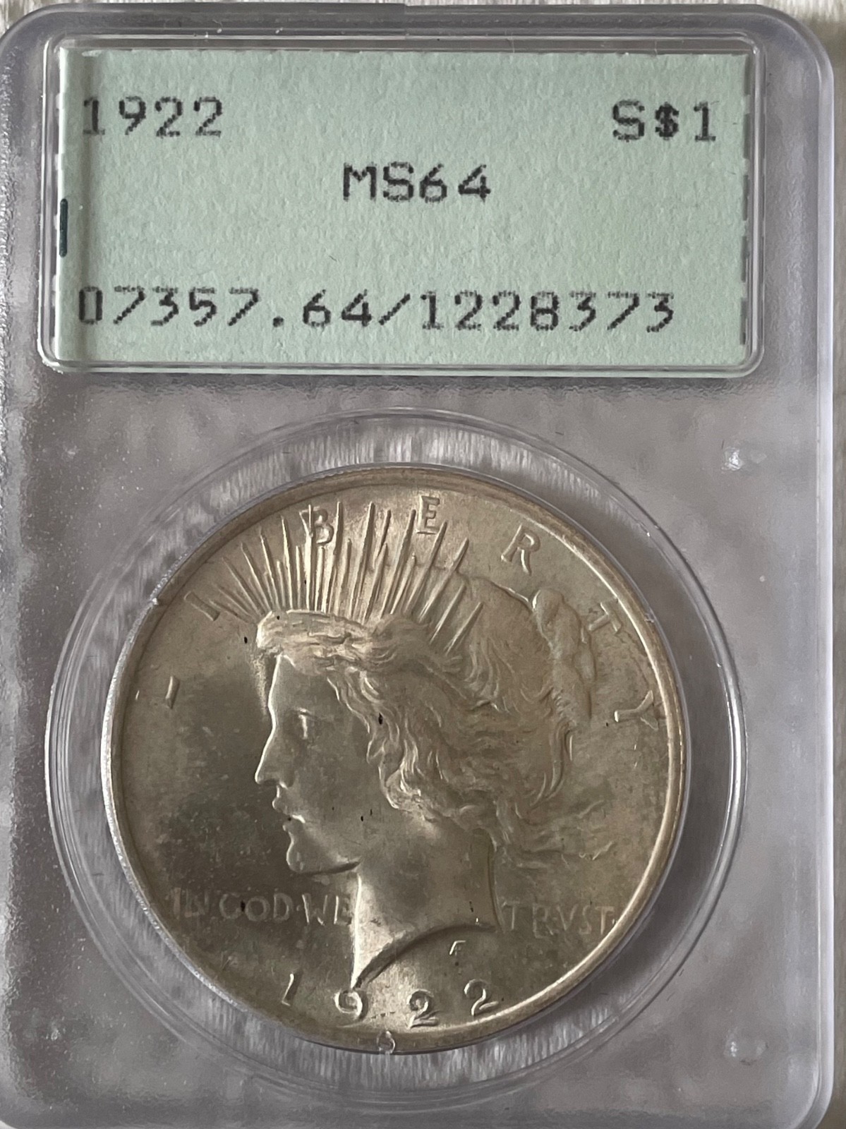 1922 $1 RATTLER Peace Dollar PCGS MS64 -FREE SHIPPING-