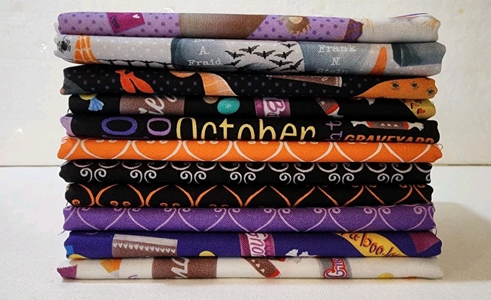 Paquete de tela de algodón acolchado, estampados de gnomos de fiesta de Halloween de 11-1/2 yardas, 5,5 yardas Foto 2 de 4