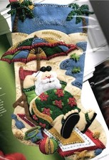 NEW Bucilla Christmas Stocking Kit-Coolin' it Beach Santa 18 inch HEIRLOOM