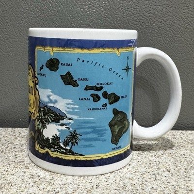 Blue Island Chain Coffee Mug NaturalStoneware Hawaii The Islander Group in EUC