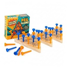 Estune 4 Pack Wooden Triangle Peg Game Kids Educational Board Portable Travel