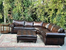 🚚**FREE Delivery** Bernhardt Foster Leather Sectional And Ottoman 🚚