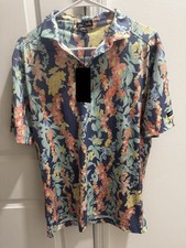 Bad Birdie Men  s M GOlf polo Shirt Core Lei  d Floral Colorful Tropical NWT