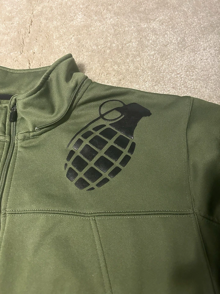 Sudadera Grenade Cremallera Completa Para Hombre Grande Verde Estampado Gráfico Ejército Guerra Foto 4 de 4