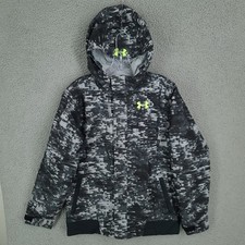 Under Armour Jacket Boys Large Infrared Powerline Coldgear Digital Camo Hood Ski