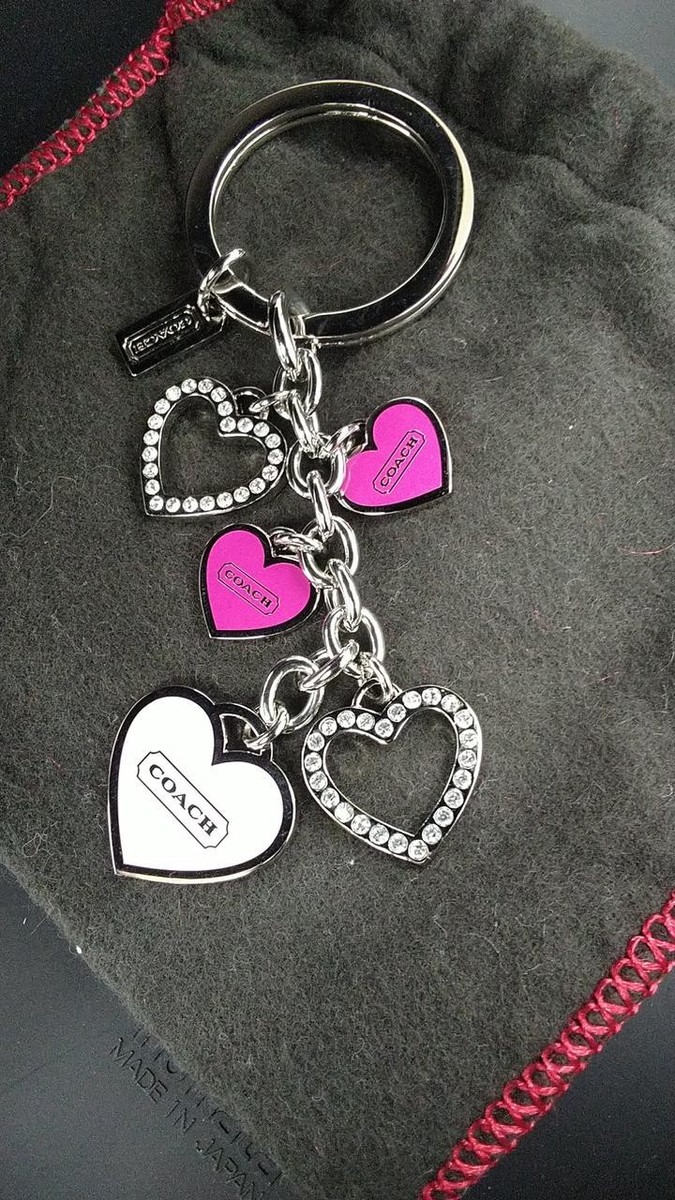 アクセサリー COACH Pink double heart keychain charm COACH Charm/Keychain Heart Pink | eBay