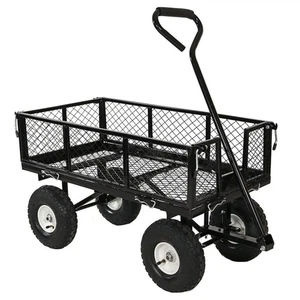 Chariot de jardin en acier à brouette noire résistant