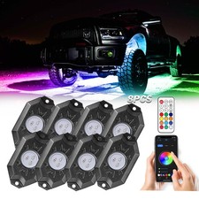 8 Pod RGB LED Rock Light Underbody Trail Rig Glow Lamp Offroad SUV Pickup Truck