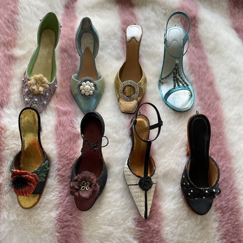 8 RARE J.C. Penney Shoe Ornament Collection. Mini High Heel Shoe Holiday Decor.