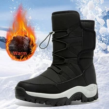 Men's High Top Plush Snow Boots Winter Cotton Shoes Snow Sports Warm Shoes EU46