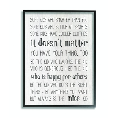 #ad Stupell Industries Be The Nice Kid Inspirational Family Wood Textured Word $36.82
