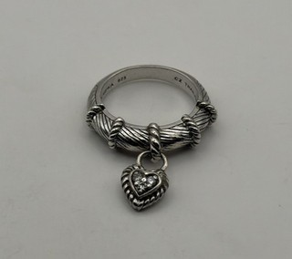 Judith Ripka Sterling Silver Diamonique CZ Charm Heart Ring Size 8