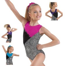 NEW Retro Foil Rhinestones Colorful Black Silver Gymnastics Leotard Adult Large