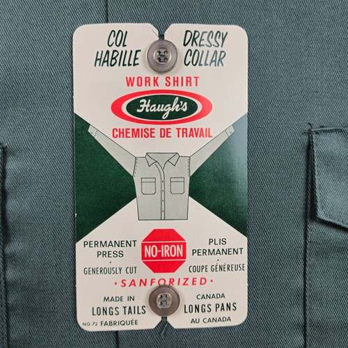 VTG 1960s Haughs Deadstock Button Up Work Shirt Mens L Green NWT 60s 70s Retro - Picture 2 of 5