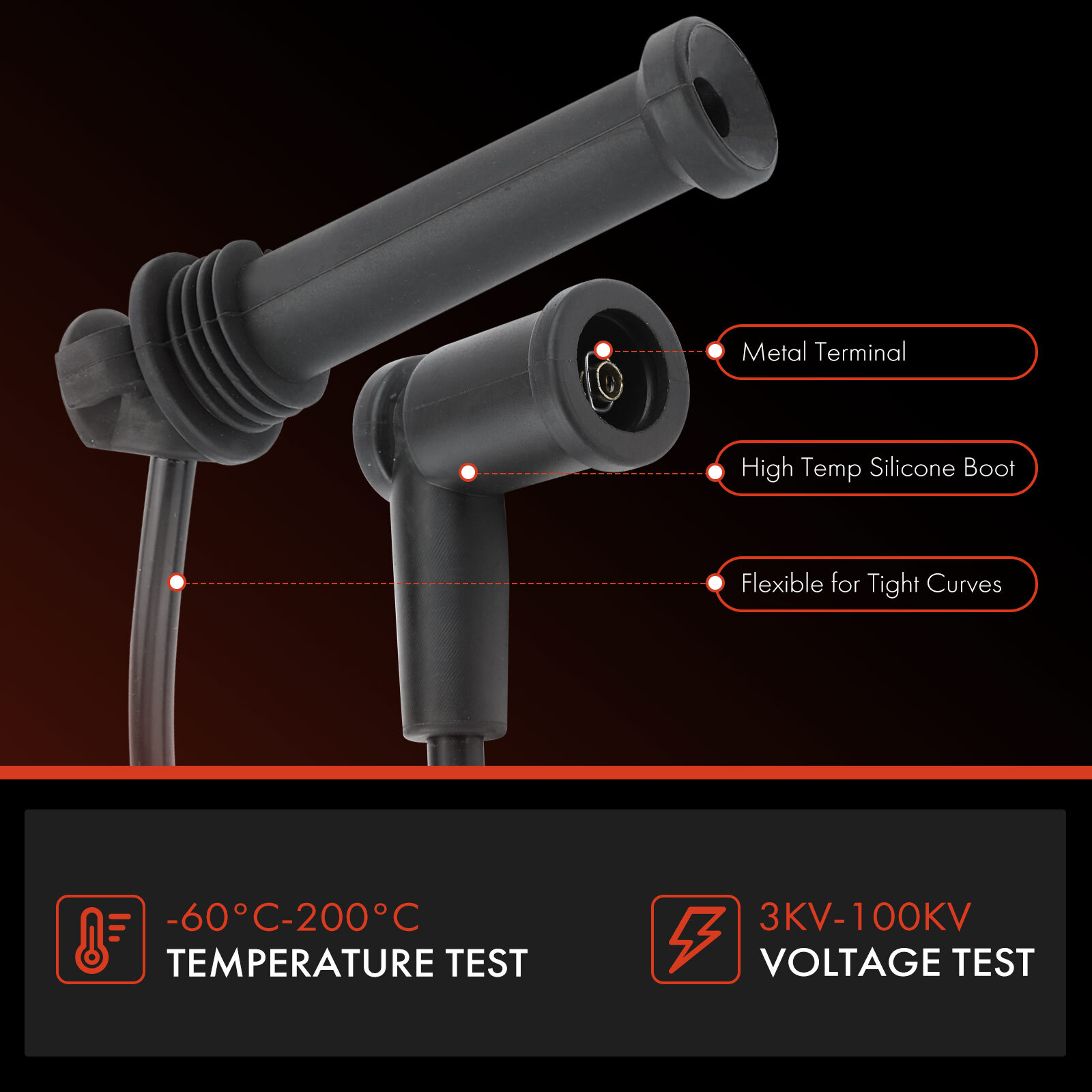 4pcs 7mm Spark Plug Wire Set for Ford Ranger 2001 2002-2011 Mazda B2300 L4 2.3L