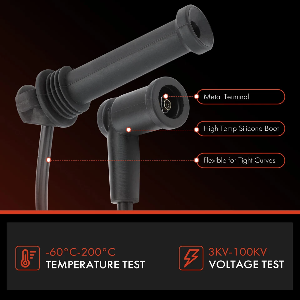 Juego de 4 cables de bujía de 7 mm para Ford Ranger 2001 2002-2011 Mazda B2300 L4 2,3 L Foto 4 de 4