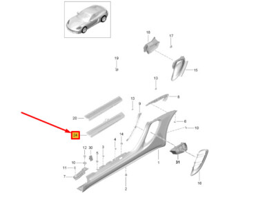 Porsche 718 Cayman 982 Schwellerverkleidung collection vorne rechts 981504982241E0