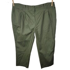 Ophelia Roe Plus Size 24 Regular  Crop Dress Pants Paperbag Waist Olive Green