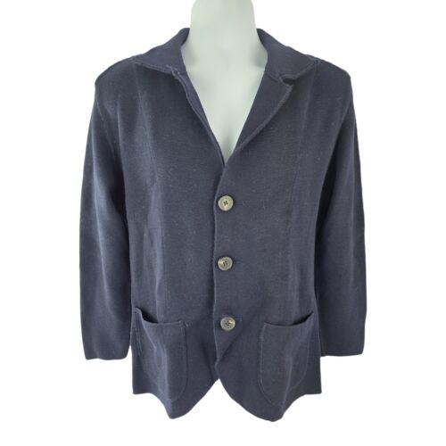 Maurizio Baldassari Brera Heavy Blue Wool Knit Swacket Blazer Cardigan 48 S / M - Picture 2 of 19