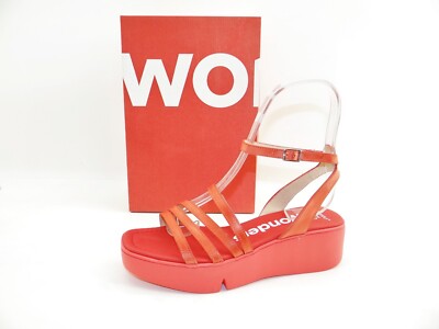 Wonders B 7924 Sandalen Plateau Rot Riemen Sandal Damen Schuhe Leder Gr.39