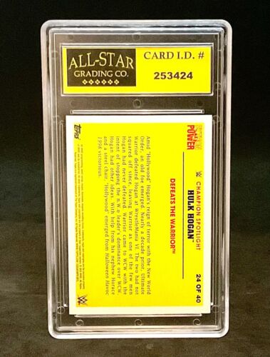 2015 Topps Road to Wrestlemania Hulk Hogan Defeats The Warrior #24Graded ASG 10 - Picture 2 of 2