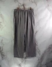 Kleen Pants Womens Large Purple Gray Pull On Linen Elastic Cropped High Rise 