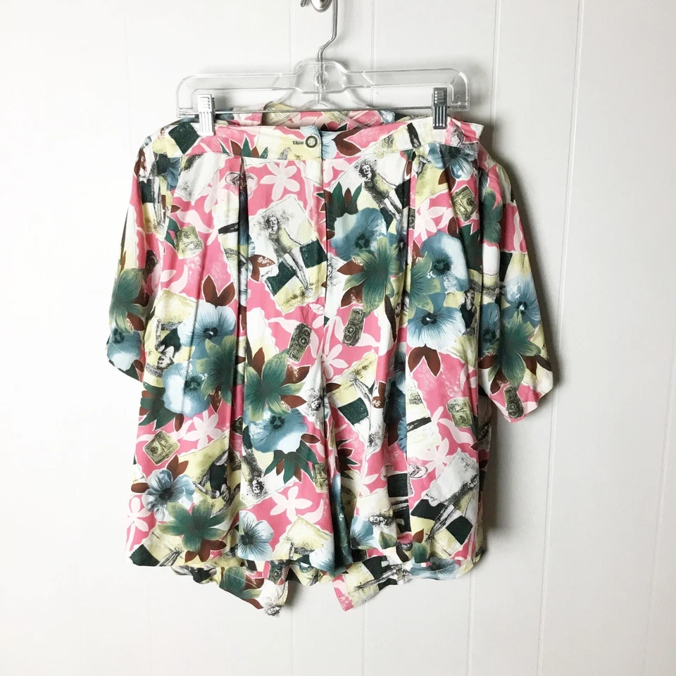 Conjunto de Pantalones Cortos Carol Anderson  Top Grande Hawaiano Retro Vintage Años 80 Foto 2 de 4