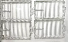 Hazel Atlas Ball and Rib Sip N Smoke Glass Snack Trays Only Set of 4 Mid Century