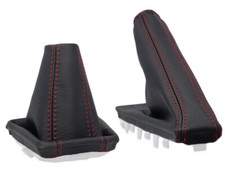 SCHALTMANSCHETTE HANDBREMSSACK FUR SKODA OCTAVIA 3 5E 2013-2019 LEDER NAHT ROT