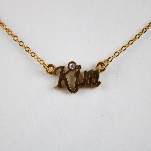 Kim NEU Name goldfarben Strass Akzent 14,5" W 4,5" Multi Ring ext Halskette - Bild 11 von 12