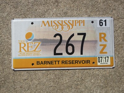 Mississippi Pear River Valley Water Supply License Plate Barnett Reservoir 267RZ