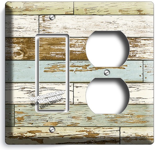 RUSTIC PEELING PAINT AGED RECLAIMED BEACH WOOD LIGHT SWITCH PLATES OUTLET DECOR - Picture 30 of 34