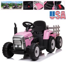 12V Kids Ride On Car Tractor Electric Battery-Powered w/ Trailer Remote Control