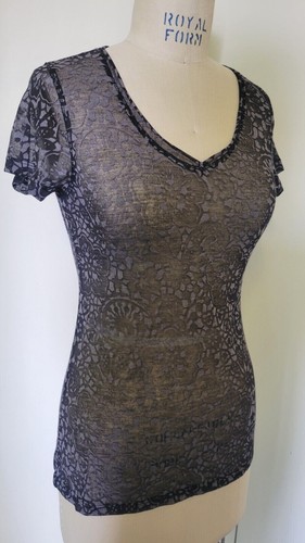 JUNIOR S/S LACE TEE BURNOUT BLACK, ASPHALT, PURPLE, WHITE - Picture 11 of 20